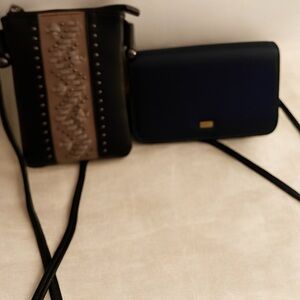 Stylish Black and Navy Crossbody Bag Set ( both leather) (2 bags)